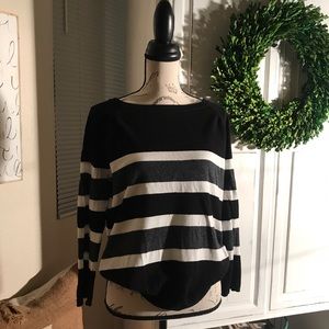 Sweater. XL. Black With White & Gray Stripe.